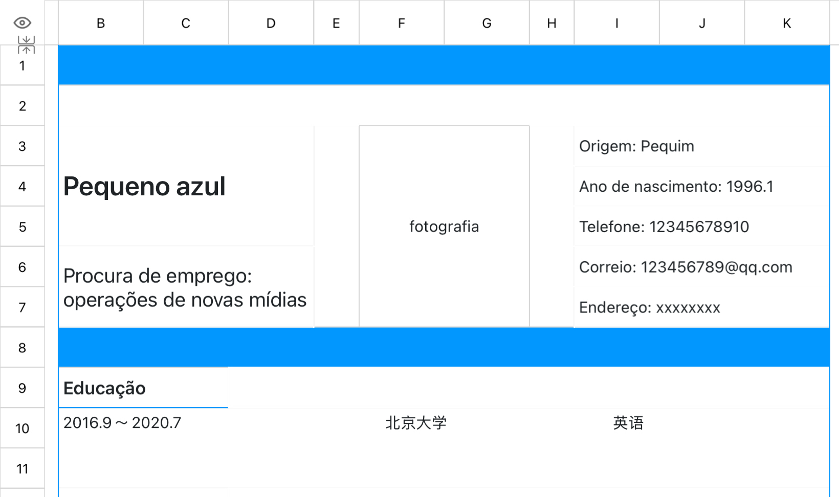 Currículo azul